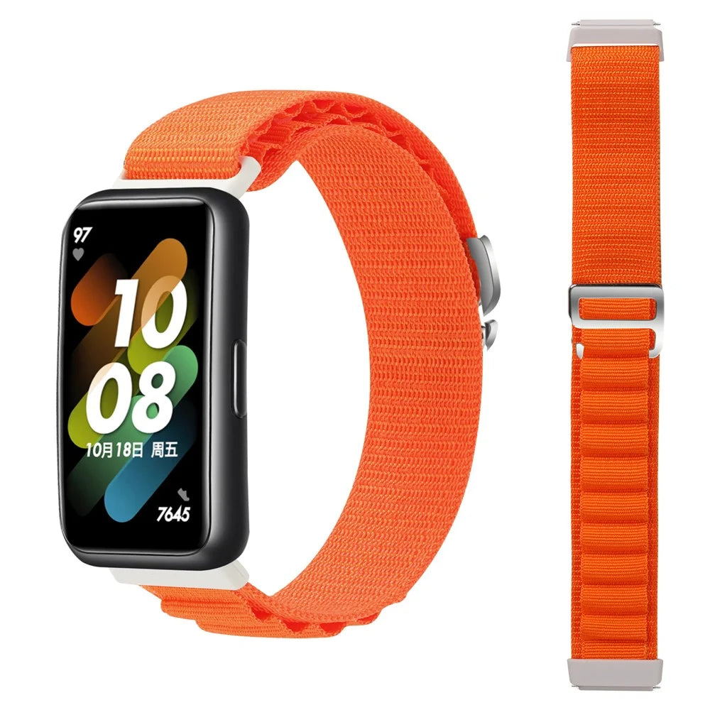 For Huawei Band 7 Replacement Watch Band Nylon Adjustable Wrist Strap - Orange - 3