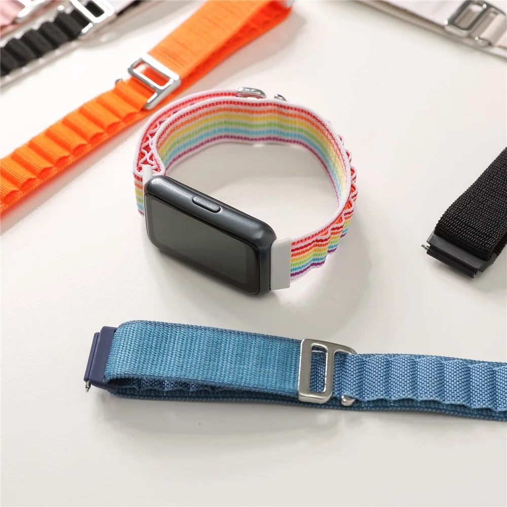 For Huawei Band 7 Replacement Watch Band Nylon Adjustable Wrist Strap - Orange - 4
