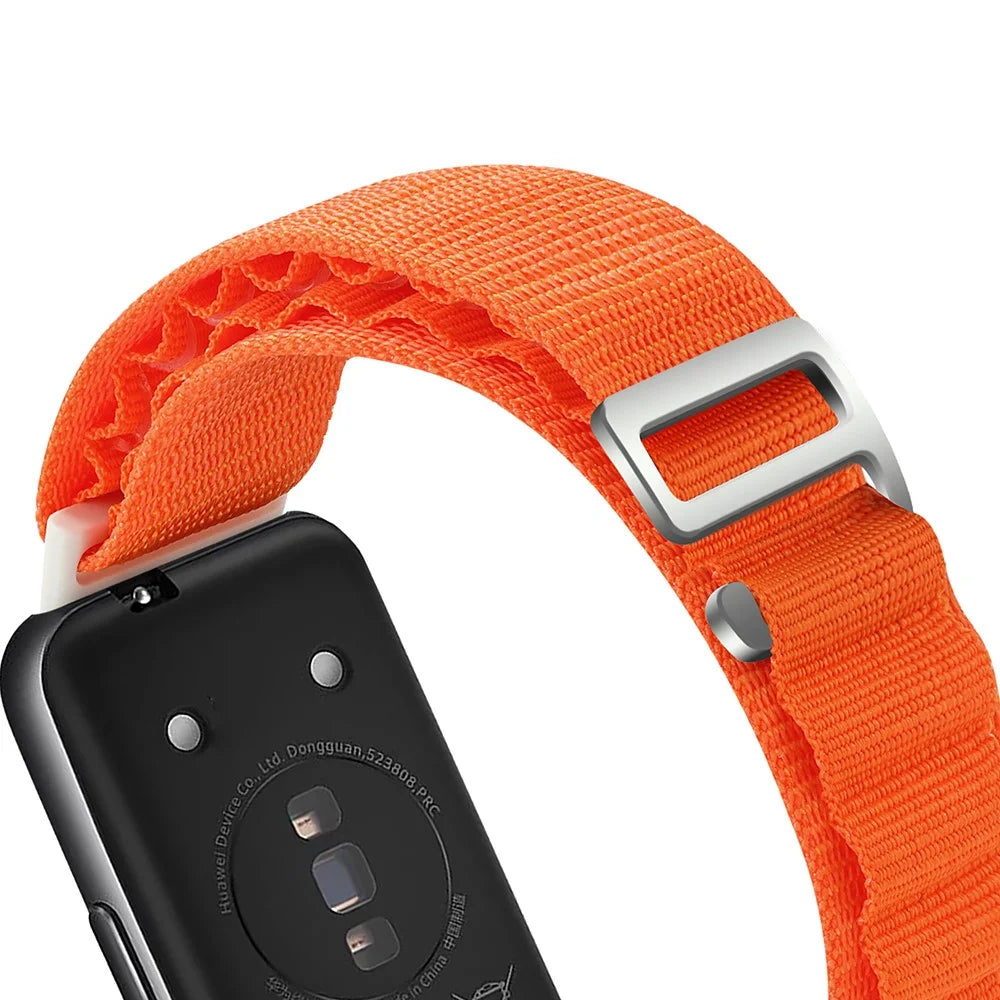 For Huawei Band 7 Replacement Watch Band Nylon Adjustable Wrist Strap - Orange - 5