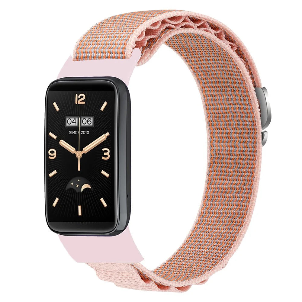Nylon Watch Band for Xiaomi Mi Band 7 Pro Adjustable Replacement Wrist Strap - Pink - 2