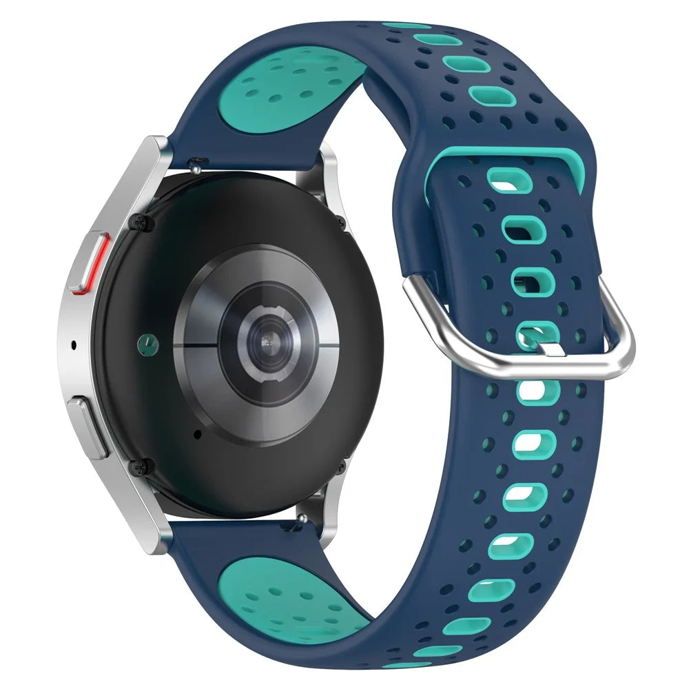 For Samsung Galaxy Watch6 40mm 44mm / Watch6 Classic 43mm 47mm / Watch 5 40mm 44mm / Watch4 40mm 44mm Dual Color Silicone Watch Band 20mm Replacement Strap - Blue / Green - 1