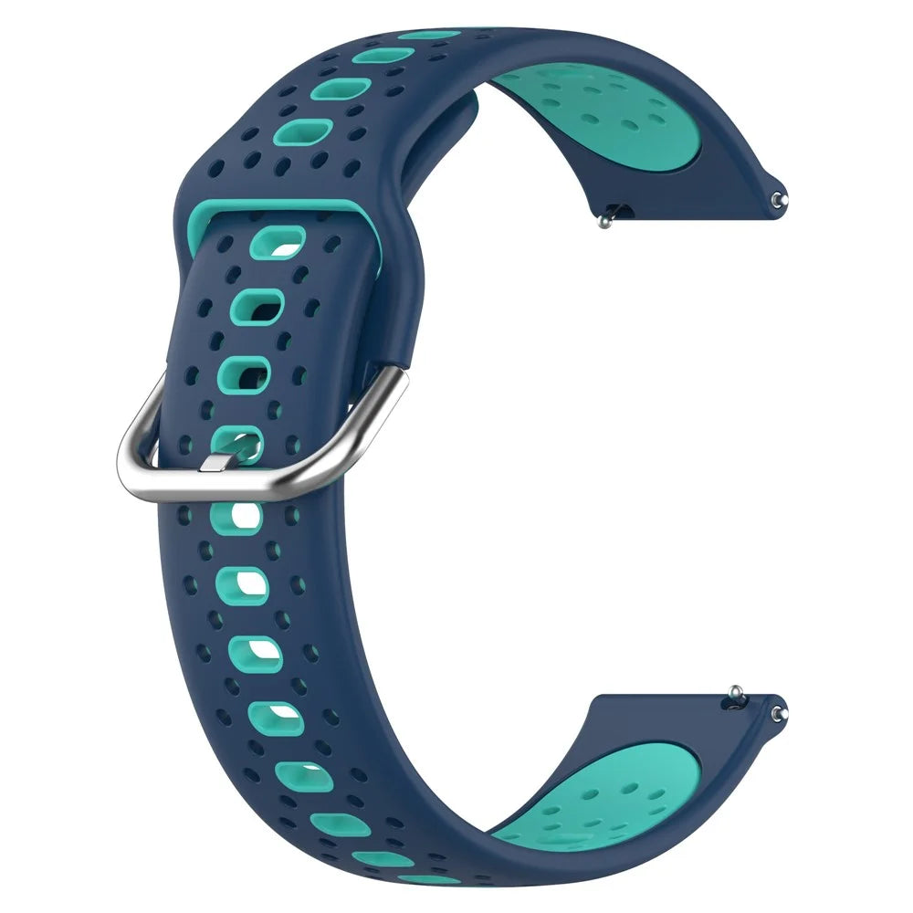 For Samsung Galaxy Watch6 40mm 44mm / Watch6 Classic 43mm 47mm / Watch 5 40mm 44mm / Watch4 40mm 44mm Dual Color Silicone Watch Band 20mm Replacement Strap - Blue / Green - 3