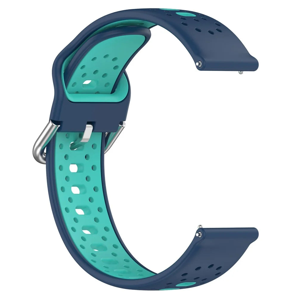 For Samsung Galaxy Watch6 40mm 44mm / Watch6 Classic 43mm 47mm / Watch 5 40mm 44mm / Watch4 40mm 44mm Dual Color Silicone Watch Band 20mm Replacement Strap - Blue / Green - 4