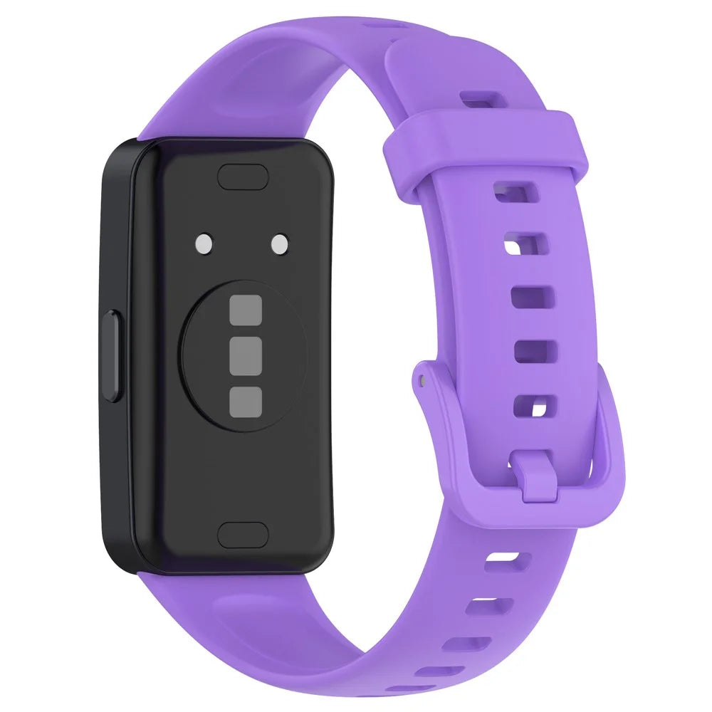 For Huawei Band 10 / 10 NFC / Band 8 / Band 8 NFC / Band 9 / Band 9 NFC Silicone Watch Strap Breathable Soft Watch Band with Buckle - Purple - 1
