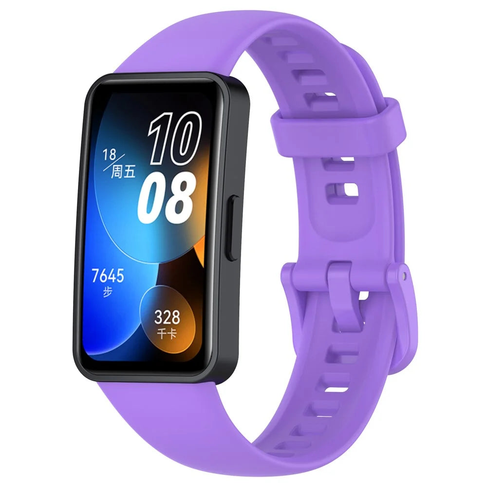 For Huawei Band 10 / 10 NFC / Band 8 / Band 8 NFC / Band 9 / Band 9 NFC Silicone Watch Strap Breathable Soft Watch Band with Buckle - Purple - 2