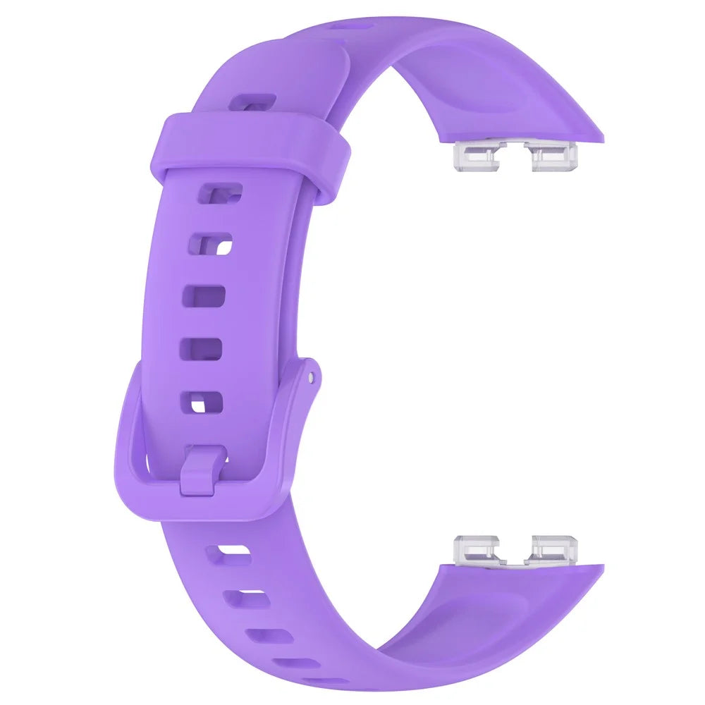 For Huawei Band 10 / 10 NFC / Band 8 / Band 8 NFC / Band 9 / Band 9 NFC Silicone Watch Strap Breathable Soft Watch Band with Buckle - Purple - 3