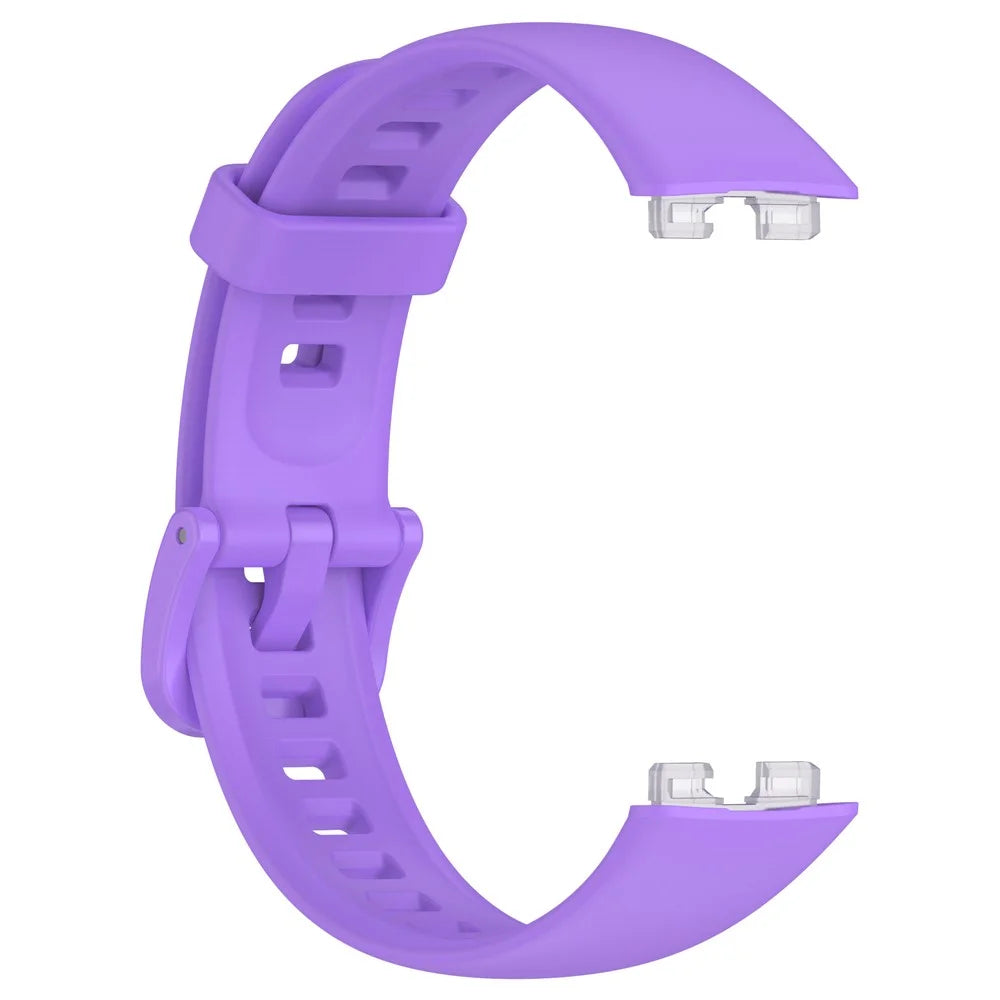 For Huawei Band 10 / 10 NFC / Band 8 / Band 8 NFC / Band 9 / Band 9 NFC Silicone Watch Strap Breathable Soft Watch Band with Buckle - Purple - 4