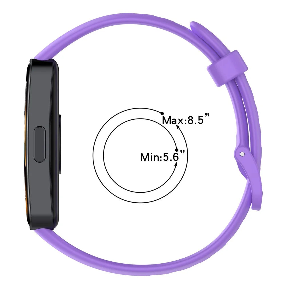 For Huawei Band 10 / 10 NFC / Band 8 / Band 8 NFC / Band 9 / Band 9 NFC Silicone Watch Strap Breathable Soft Watch Band with Buckle - Purple - 7
