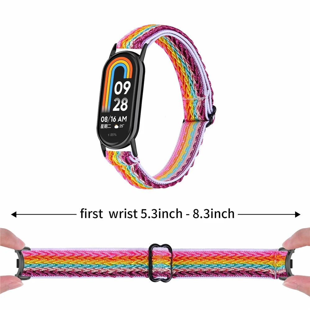 For Xiaomi Smart Band 9 NFC / 9 / 8 NFC / 8 Nylon Braided Watch Strap Quick Release Elastic Watch Band - Purple - 3