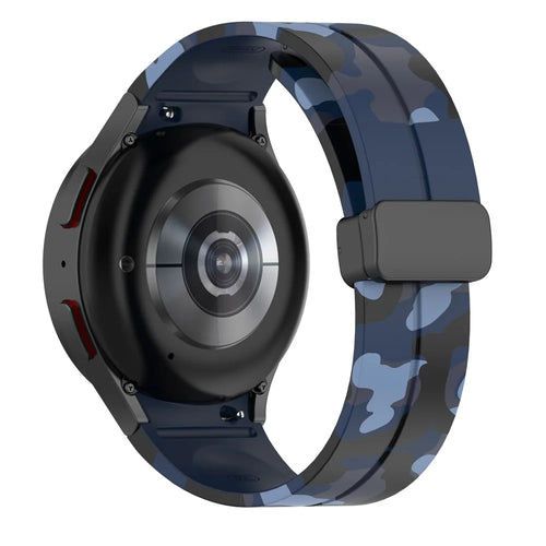 For Samsung Galaxy Watch 5 Pro 45mm Silicone Watch Band Adjustable Camouflage Strap with Magnetic Folding Buckle - Camouflage Midnight Blue - 1