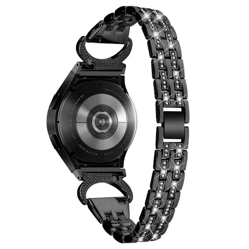 Bling Band for Samsung Galaxy Watch6 40mm 44mm / Watch6 Classic 43mm 47mm / Watch 5 40mm 44mm / Watch4 40mm 44mm , Rhinestone Decor Stainless Steel 5-Bead Watch Strap with Connector - Black - 1