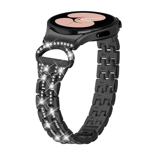 Bling Band for Samsung Galaxy Watch6 40mm 44mm / Watch6 Classic 43mm 47mm / Watch 5 40mm 44mm / Watch4 40mm 44mm , Rhinestone Decor Stainless Steel 5-Bead Watch Strap with Connector - Black - 2