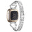 For Fitbit Versa 4 / Sense 2 Bling Rhinestone Decor Band 5-Bead Stainless Steel Watch Strap Bracelet - Silver - 1