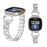 For Fitbit Versa 4 / Sense 2 Bling Rhinestone Decor Band 5-Bead Stainless Steel Watch Strap Bracelet - Silver - 4
