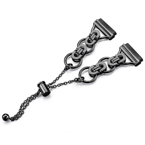 For Fitbit Versa 4 / Sense 2 Beaded-Bracelet Band Stainless Steel Watch Strap Replacement - Black - 1