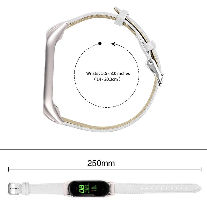 For Xiaomi Smart Band 8 Watch Bands Genuine Cowhide Leather Straps with Silver Watch Case - White - 6