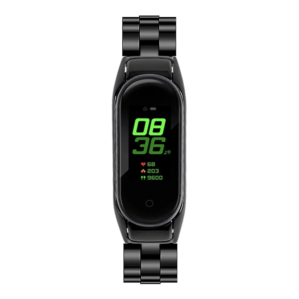 For Xiaomi Smart Band 9 NFC / 9 / 8 NFC / 8 Stainless Steel Wrist Band 3 Beads Replacement Watch Strap - Black - 4