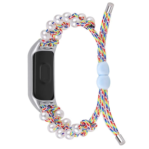 For Xiaomi Smart Band 9 NFC / 9 / 8 NFC / 8 Watch Band Pearl Decor Nylon Braided Wrist Strap - Colorful - 1
