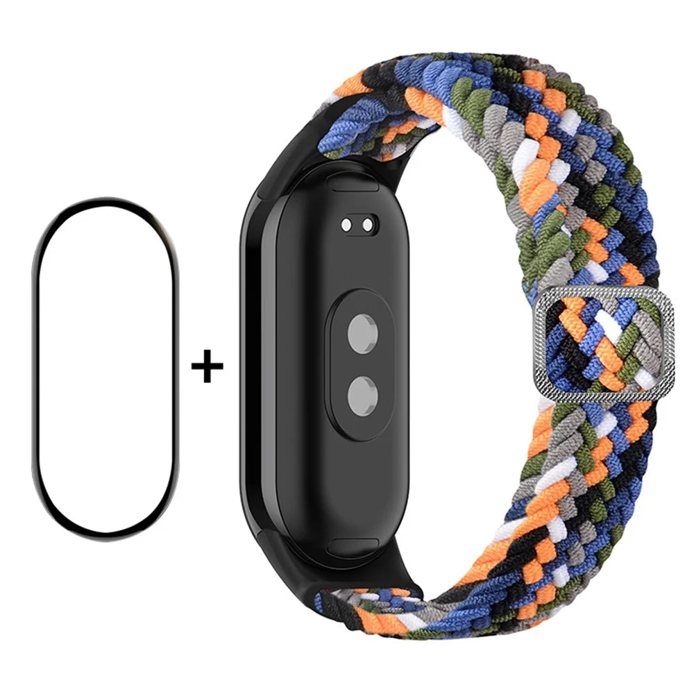 ENKAY HAT-PRINCE For Xiaomi Smart Band 9 NFC / 9 / 8 NFC / 8 Watch Band Nylon Strap with PMMA Film - Denim - 1