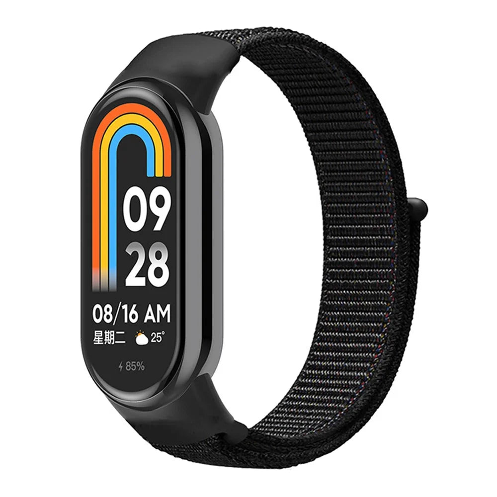 ENKAY HAT-PRINCE For Xiaomi Smart Band 9 NFC / 9 / 8 NFC / 8 Nylon Watch Band with PMMA Screen Film - Black - 2