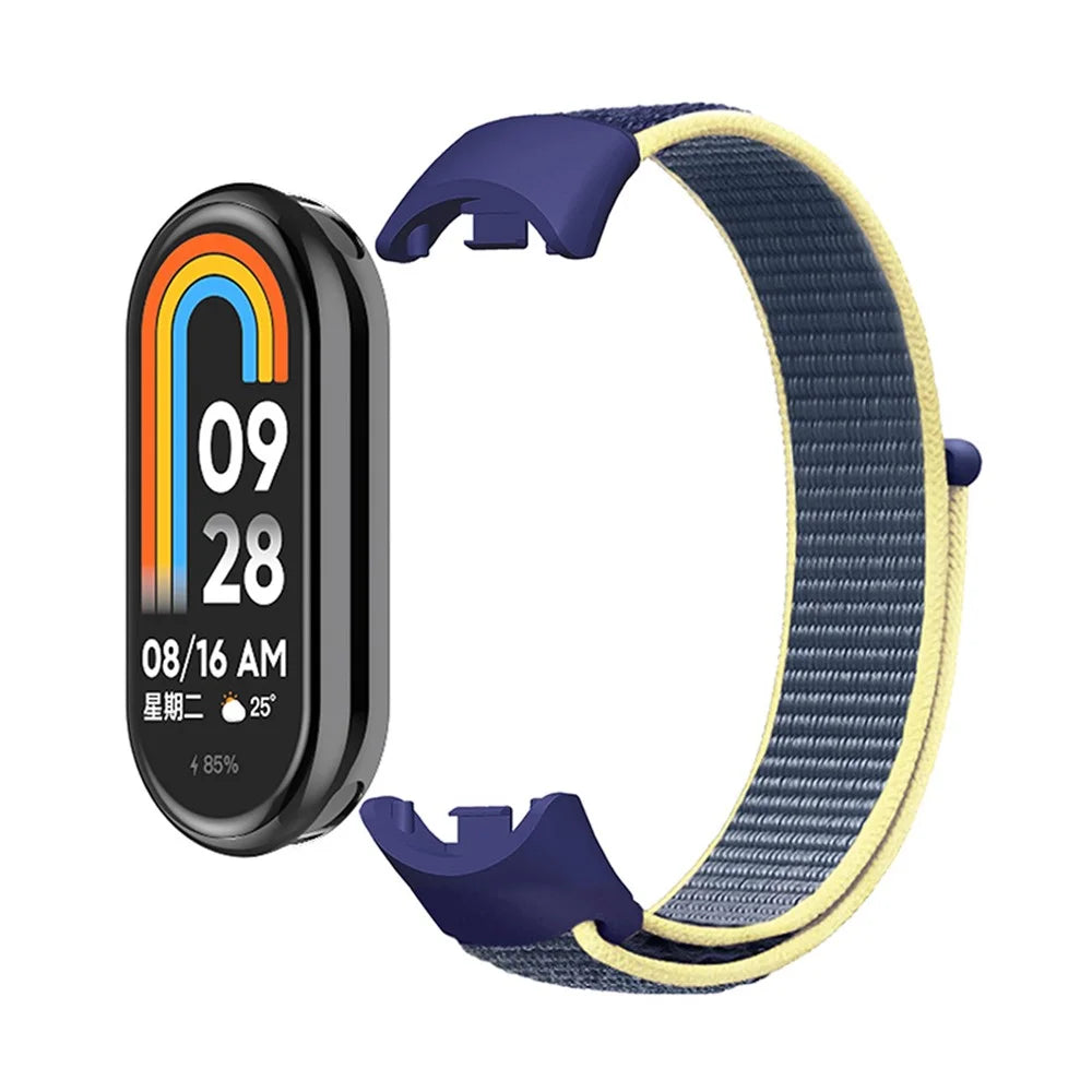 ENKAY HAT-PRINCE For Xiaomi Smart Band 9 NFC / 9 / 8 NFC / 8 Nylon Watch Band with PMMA Screen Film - Black - 5