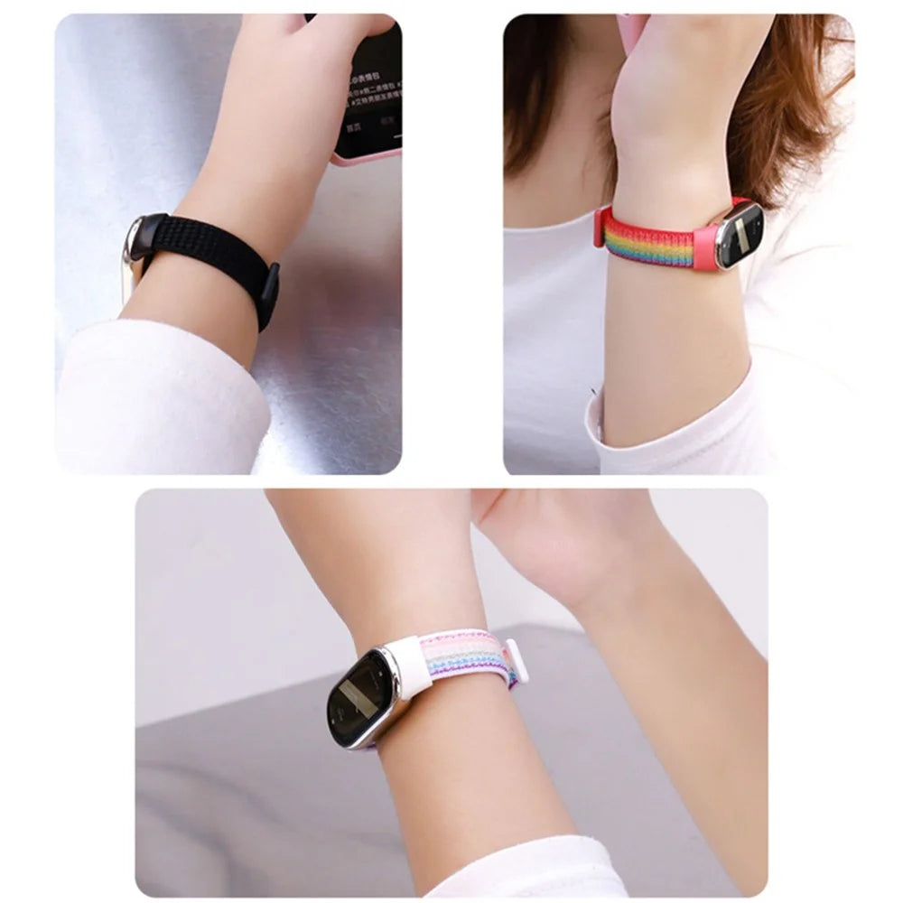 ENKAY HAT-PRINCE For Xiaomi Smart Band 9 NFC / 9 / 8 NFC / 8 Nylon Watch Band with PMMA Screen Film - Black - 6