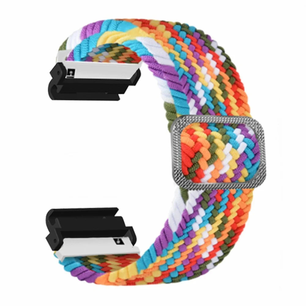 For Huami Amazfit T-Rex Ultra Stretchy Watch Band Nylon Adjustable Sport Strap - Rainbow - 1