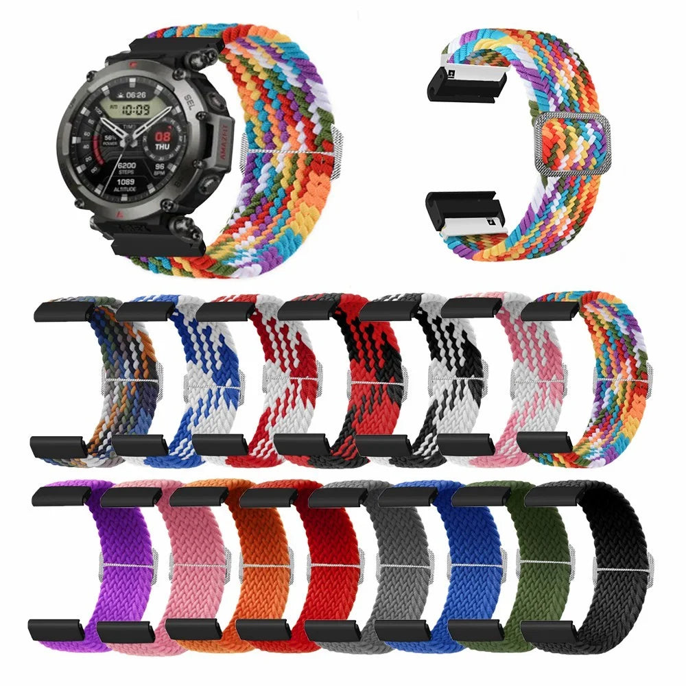 For Huami Amazfit T-Rex Ultra Stretchy Watch Band Nylon Adjustable Sport Strap - Rainbow - 4