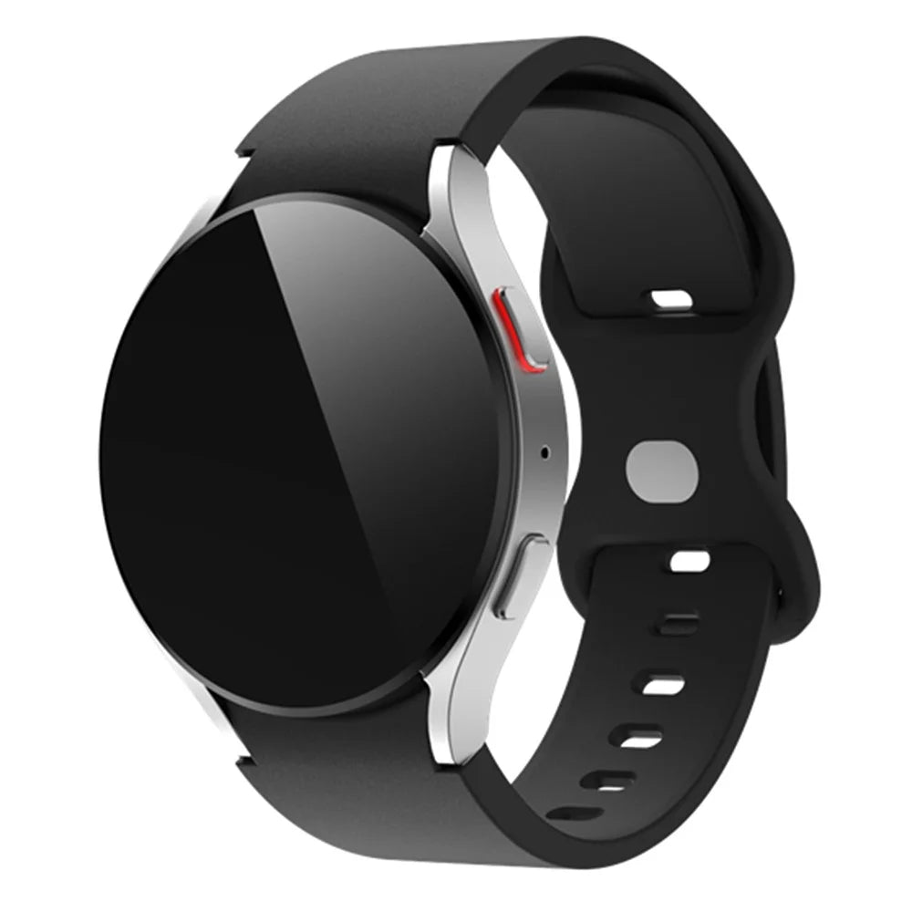 Watch Strap for Samsung Galaxy Watch6 40mm 44mm / Watch6 Classic 43mm 47mm / Watch 5 40mm 44mm / Watch4 40mm 44mm , 20mm Silicone Band with Butterfly Buckle - Black - 2