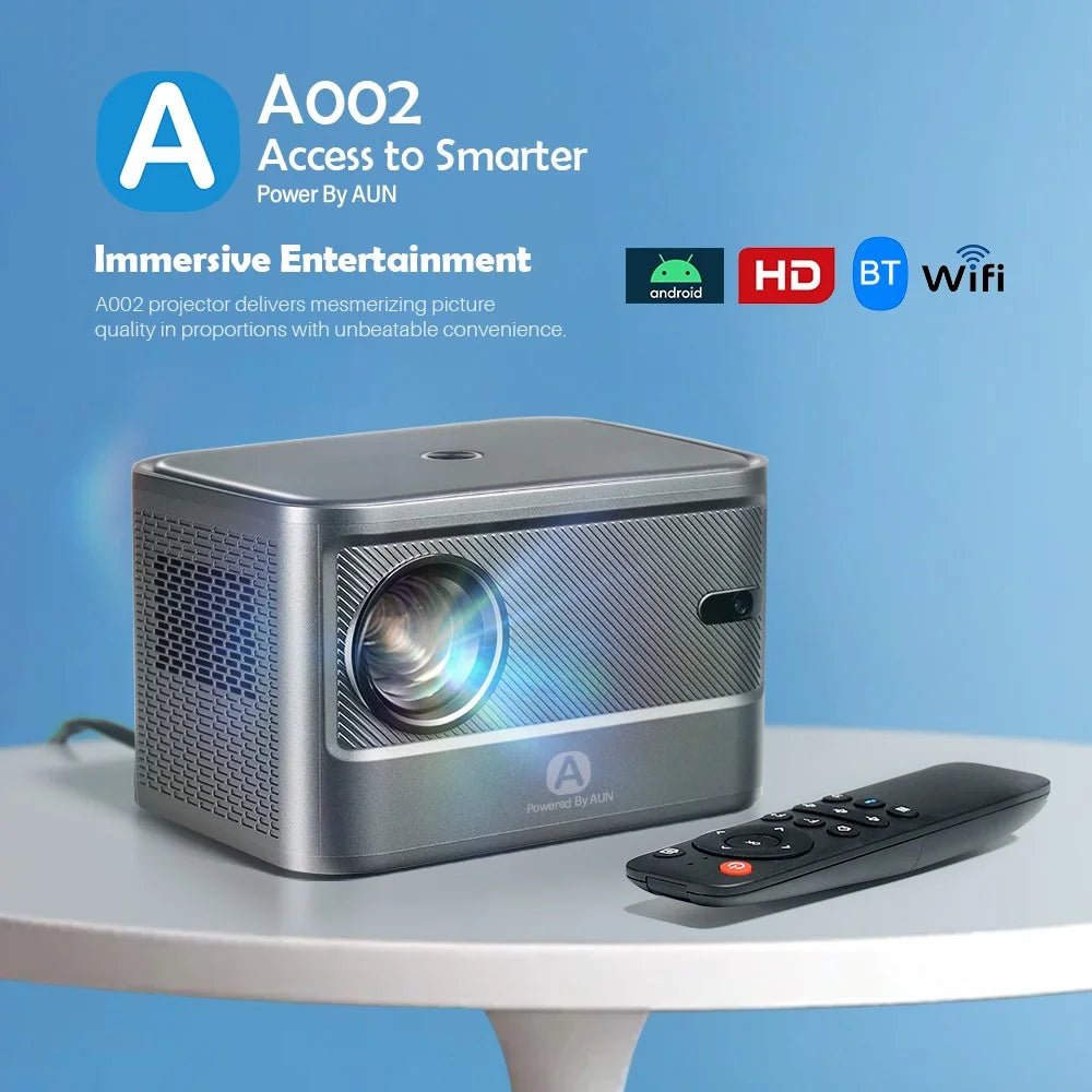 AUN A002 Portable Home Theater Projector Android 9.0 HD Video Screen Mirroring WiFi Bluetooth-compatible LED Projector - US Plug - 2