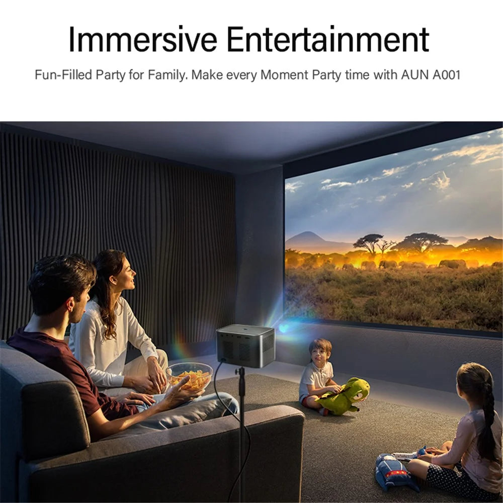 AUN A002 Portable Home Theater Projector Android 9.0 HD Video Screen Mirroring WiFi Bluetooth-compatible LED Projector - US Plug - 3