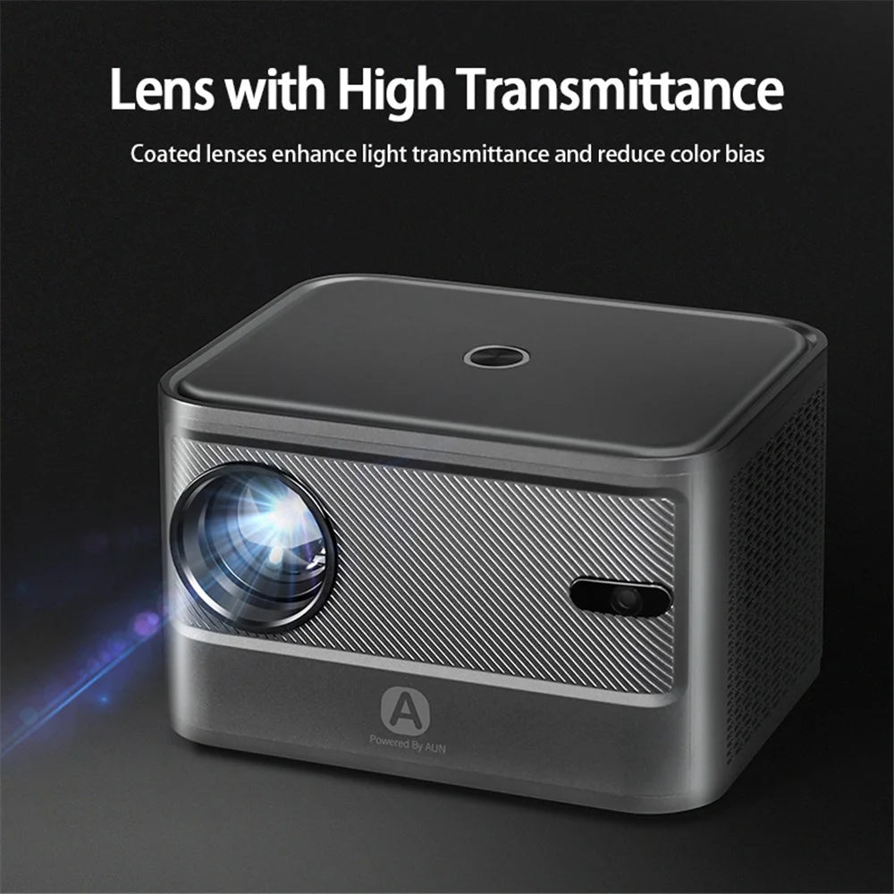 AUN A002 Portable Home Theater Projector Android 9.0 HD Video Screen Mirroring WiFi Bluetooth-compatible LED Projector - US Plug - 5