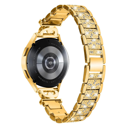 Watch Strap for Samsung Galaxy Watch6 40mm 44mm / Watch6 Classic 43mm 47mm / Watch 5 40mm 44mm / Watch4 40mm 44mm / Watch3 41mm , Stainless Steel 20mm Rhinestone Decor Band - Gold - 1