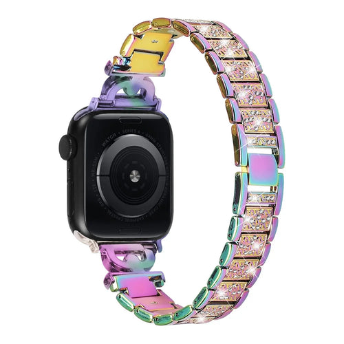Watch Band for Apple Watch Ultra 3 2 1 49mm / Series 11 10 46mm / 9 8 7 45mm / SE3 SE2 SE 6 5 4 44mm / 3 2 1 42mm , 3-Bead Rhinestone Decor Stainless Steel Strap - Multi-Color - 1