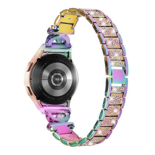Stainless Steel Band for Samsung Galaxy Watch6 40mm 44mm / Watch6 Classic 43mm 47mm / Watch 5 40mm 44mm / Watch4 40mm 44mm , 3-Bead Rhinestone Decor Watch Strap with Connector - Multi-color - 1