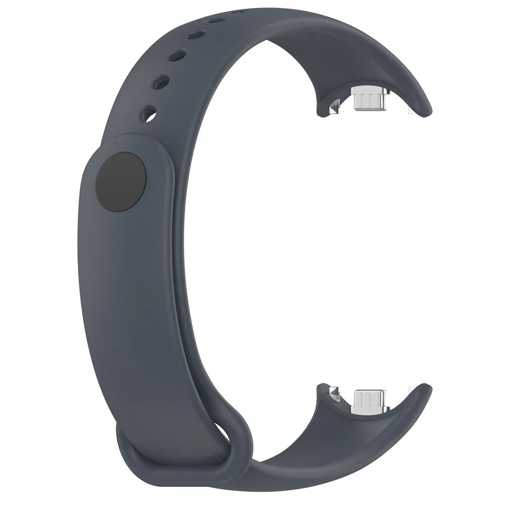 For Xiaomi Smart Band 9 NFC / Band 9 / Band 8 NFC / Band 8 Silicone Watch Bands Strap with Metal Connector - Platinum Steel Grey - 3