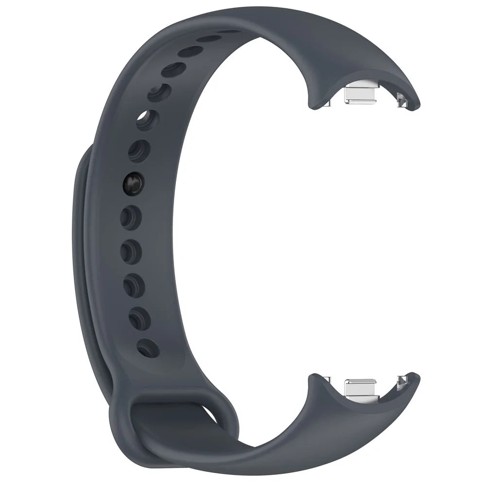 For Xiaomi Smart Band 9 NFC / Band 9 / Band 8 NFC / Band 8 Silicone Watch Bands Strap with Metal Connector - Platinum Steel Grey - 4