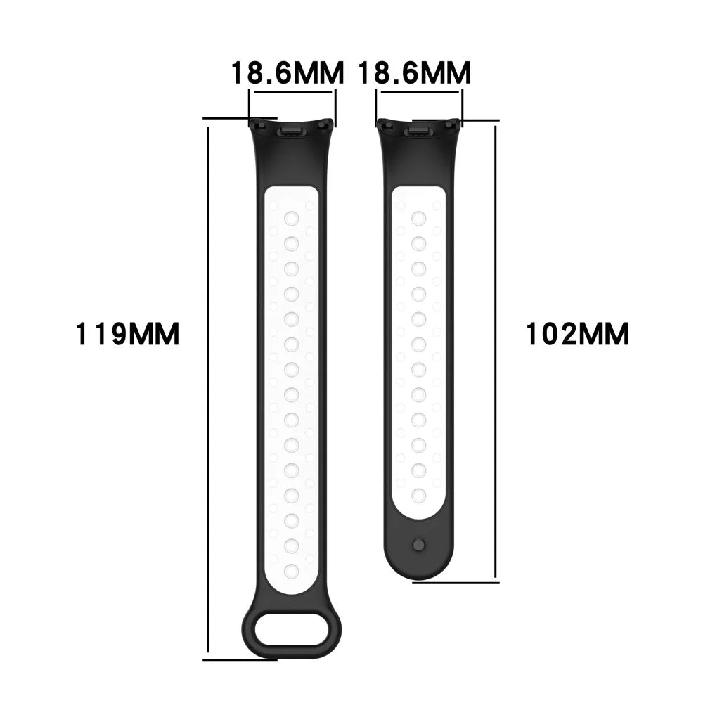For Xiaomi Smart Band 9 NFC / Band 9 / Band 8 NFC / Band 8 Silicone Watch Bands Strap with Silicone Connector - Midnight Blue+White - 6