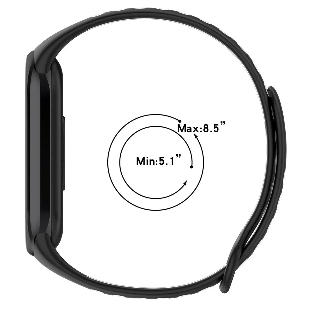 For Xiaomi Smart Band 9 NFC / Band 9 / Band 8 NFC / Band 8 Silicone Watch Bands Strap with Silicone Connector - Midnight Blue+White - 7