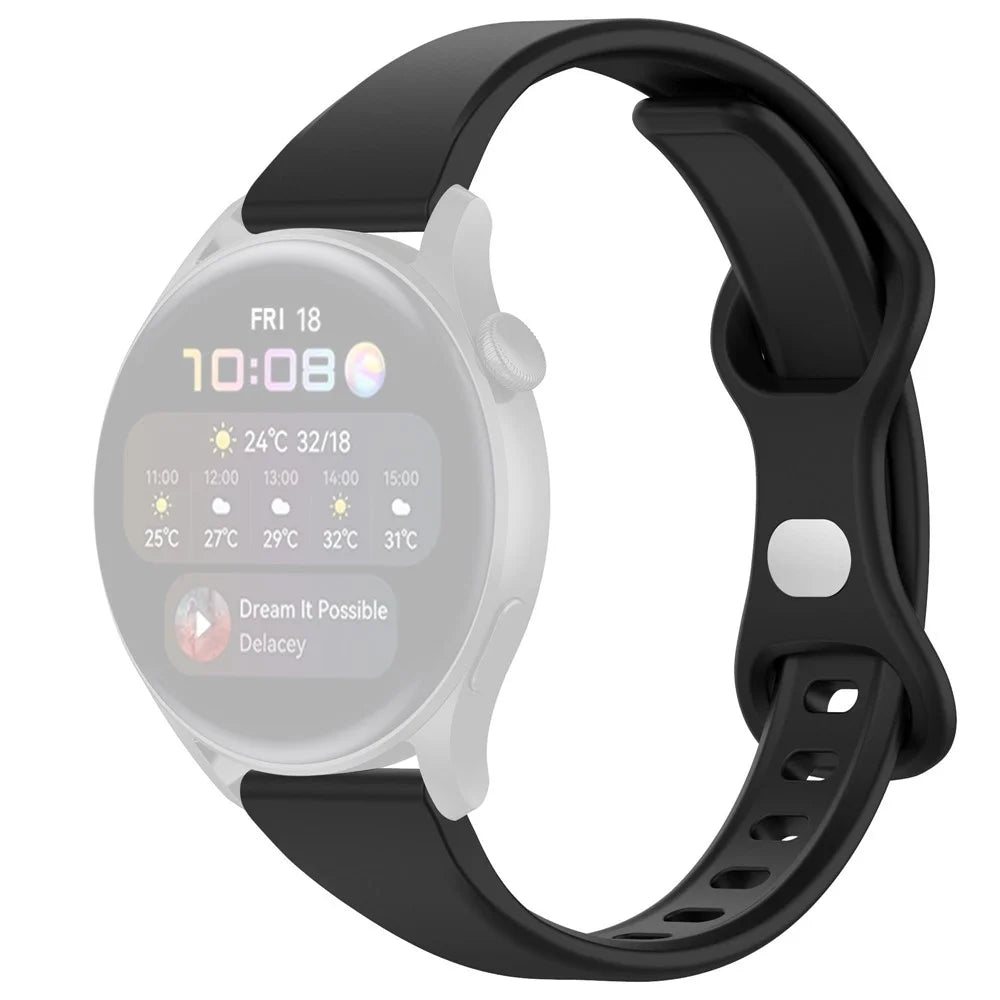For Huawei Watch 3 Pro 46mm / Watch 2 Pro Silicone Watch Band 22mm Soft Strap Replacement - Black - 1