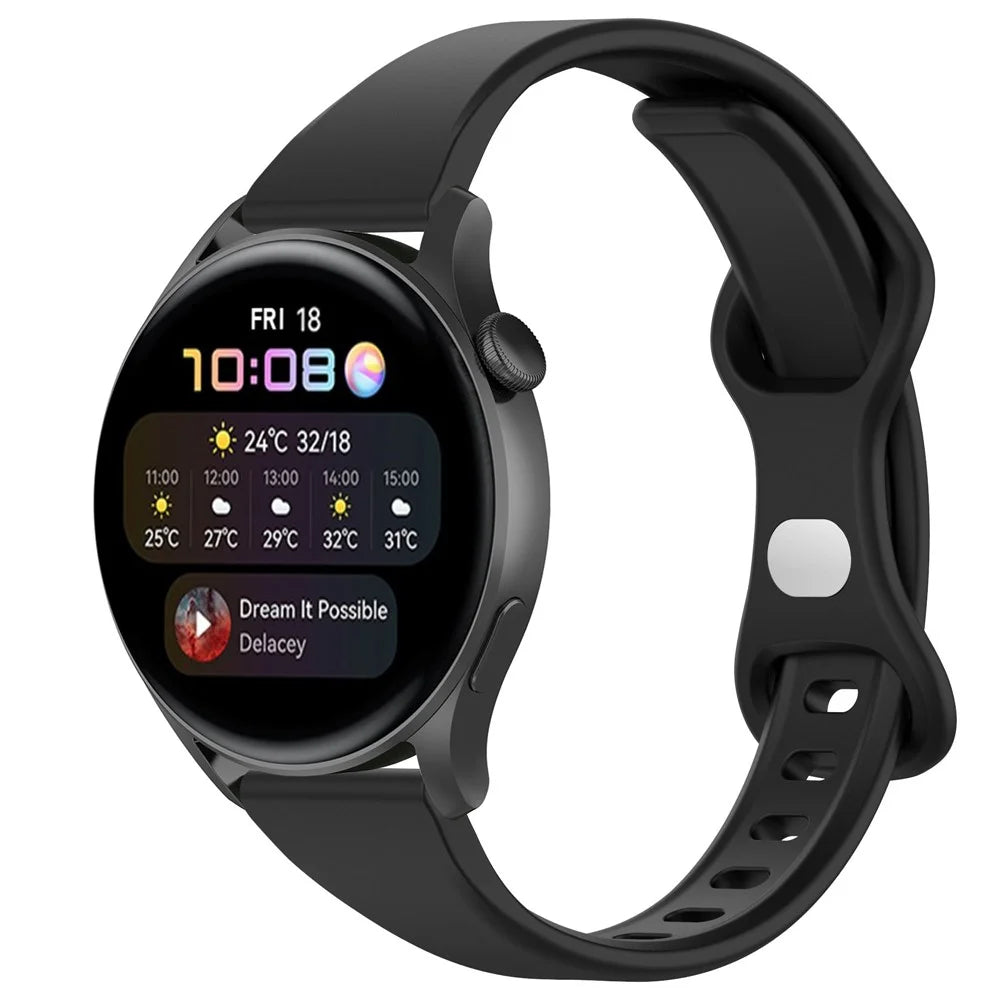 For Huawei Watch 3 Pro 46mm / Watch 2 Pro Silicone Watch Band 22mm Soft Strap Replacement - Black - 6