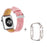 For Apple Watch Ultra 49mm Watch Band Genuine Cow Leather Strap with Starlight PC Watch Case - Pink - 1