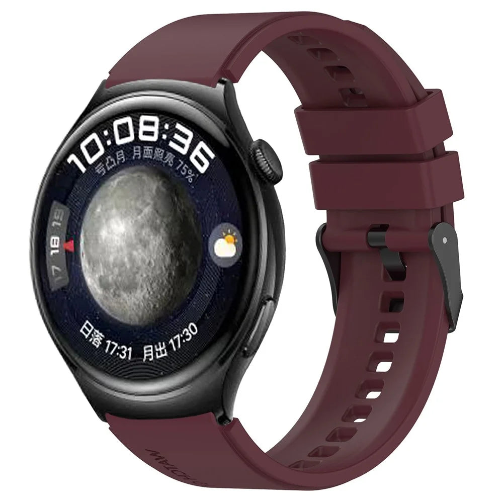 22mm Replacement Band for Huawei Watch GT 4 46mm / Watch 4 Pro / Watch 4 / Watch 3 Pro / Watch GT 3 SE Silicone Watch Strap - Wine Red - 2