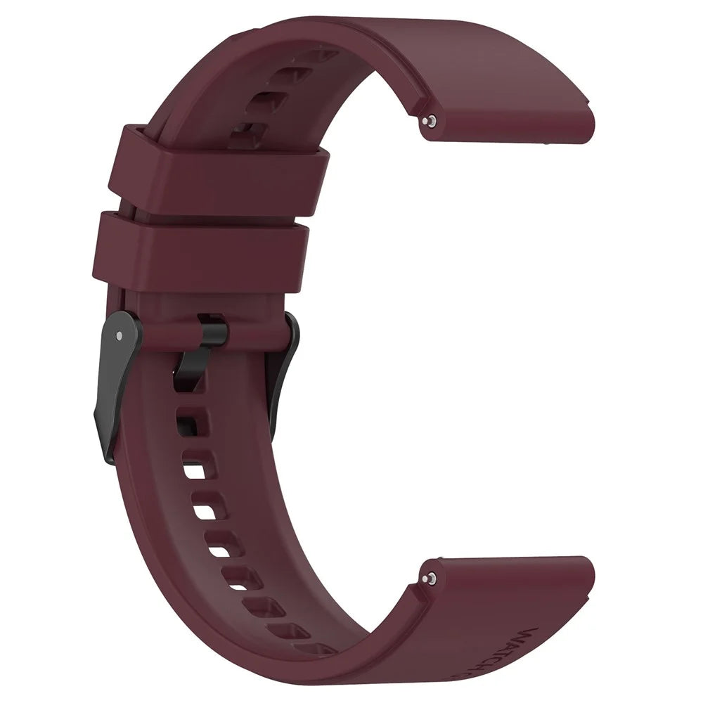 22mm Replacement Band for Huawei Watch GT 4 46mm / Watch 4 Pro / Watch 4 / Watch 3 Pro / Watch GT 3 SE Silicone Watch Strap - Wine Red - 3