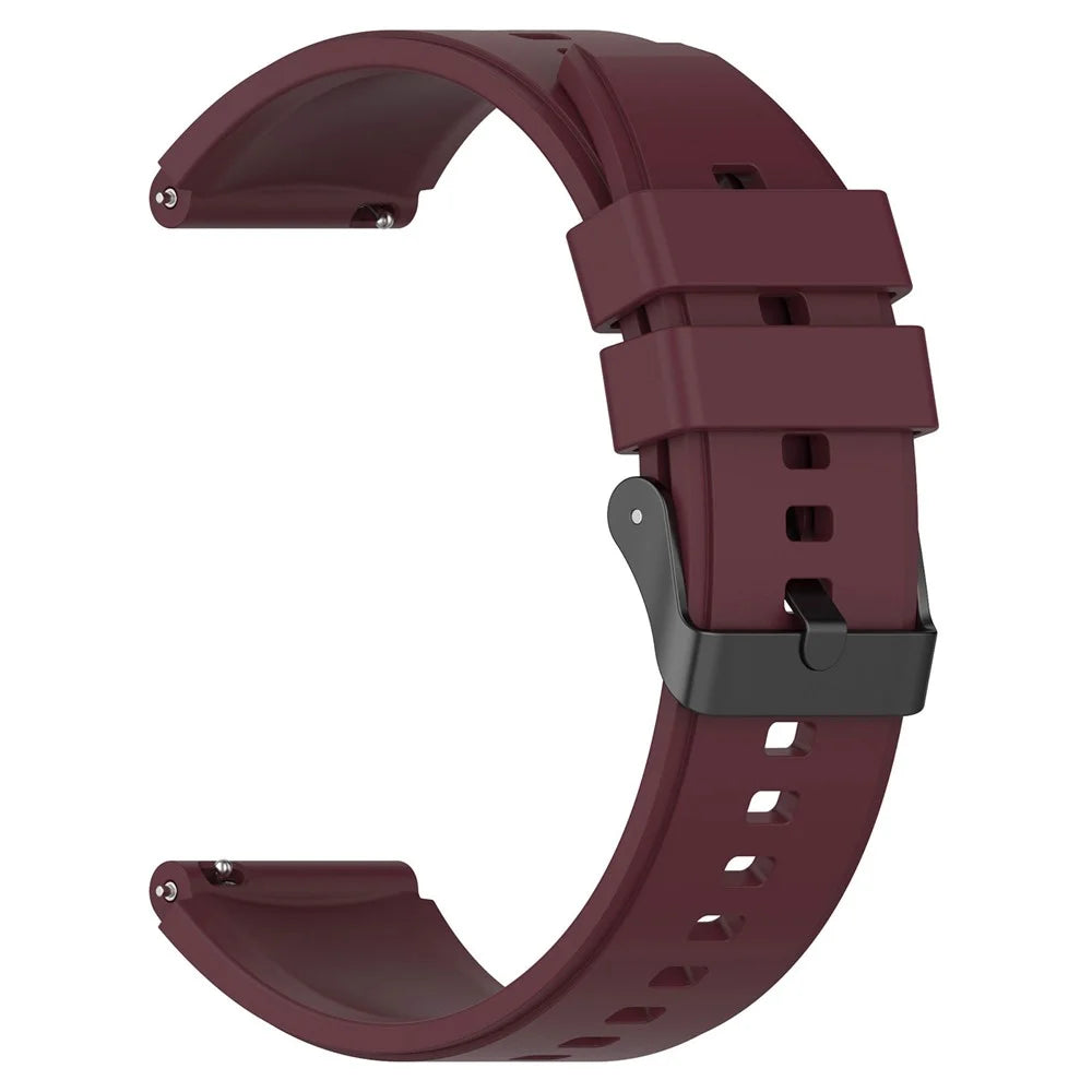 22mm Replacement Band for Huawei Watch GT 4 46mm / Watch 4 Pro / Watch 4 / Watch 3 Pro / Watch GT 3 SE Silicone Watch Strap - Wine Red - 5