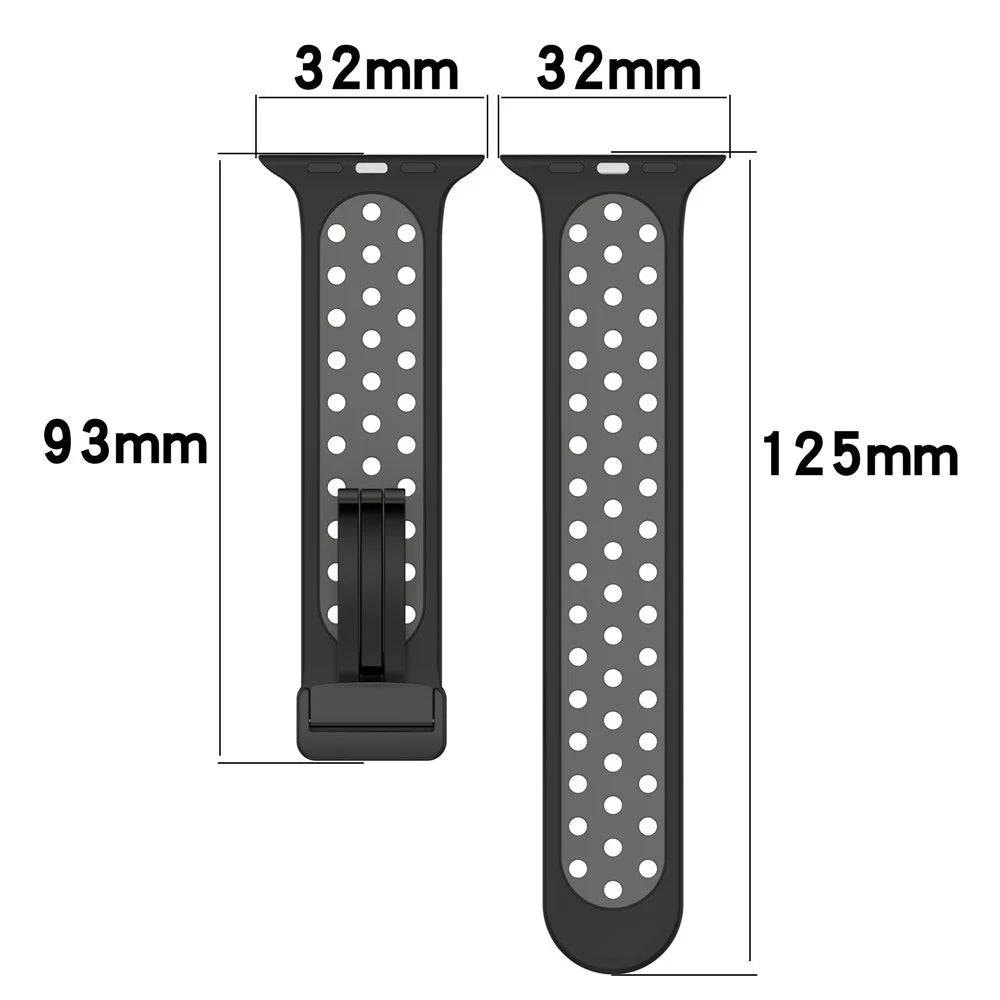 Watch Strap for Apple Watch Series 11 10 42mm / 9 8 7 41mm / SE3 SE2 SE 6 5 4 40mm / 3 2 1 38mm Dual Color Silicone Band Breathable Watch Strap - Midnight Blue / White - 6