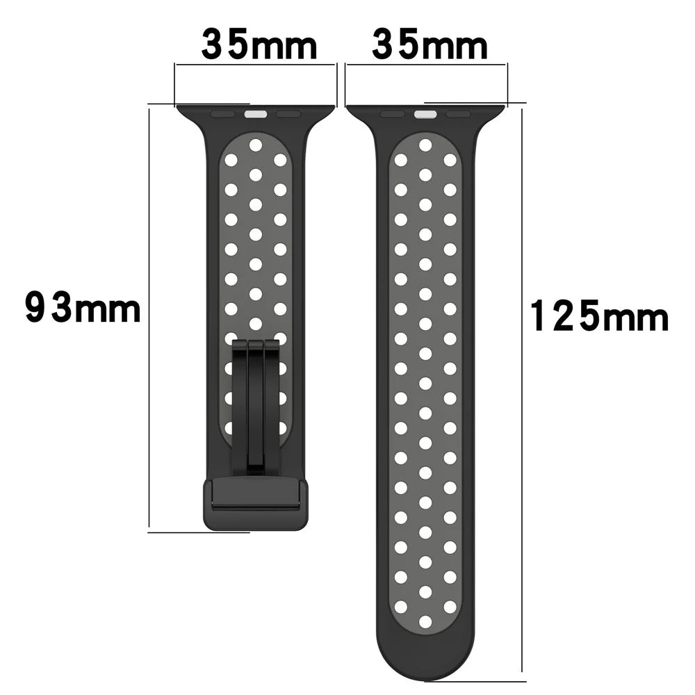 For Apple Watch Ultra 3 2 1 49mm / Series 11 10 46mm / 9 8 7 45mm / SE3 SE2 SE 6 5 4 44mm / 3 2 1 42mm Silicone Strap Dual Color Breathable Watch Band - Army Green / Black - 6
