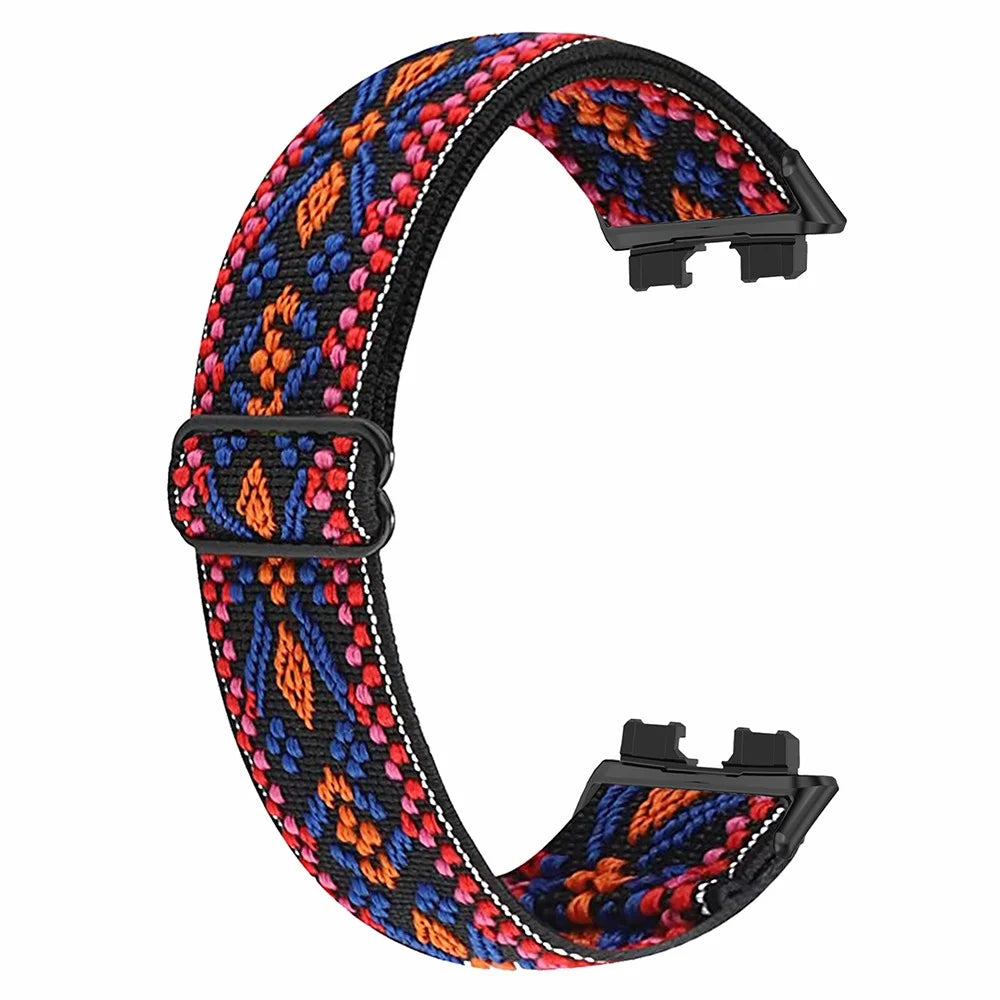 For Huawei Band 8 / Band 8 NFC / Band 9 / Band 9 NFC Bohemian Style Elastic Nylon Smartwatch Strap Watch Band Replacement - Pink / Orange - 2