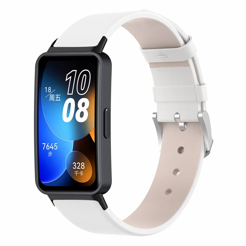 For Huawei Band 8 / Band 8 NFC / Band 9 / Band 9 NFC Watch Band Genuine Cow Leather Replacement Strap - White - 2