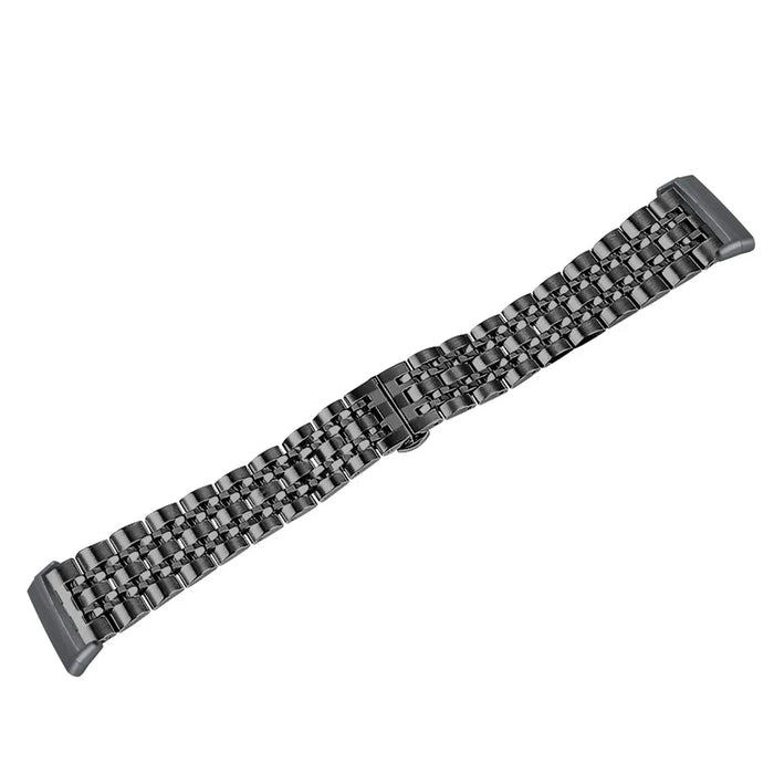 For Fitbit Sense 2 / Versa 4 Replacement Watch Band Stylish 7 Beads Stainless Steel Wrist Strap - Black - 4